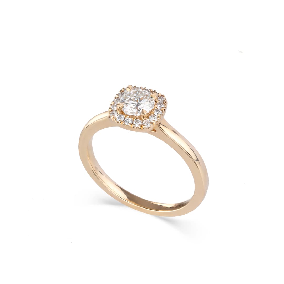 Pierścionek z brylantem w halo- 0.50 ct.2 - Lasocki Kostera