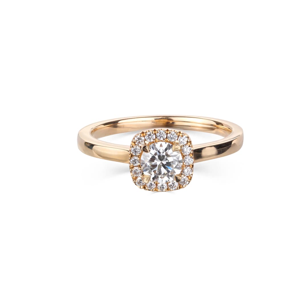 Pierścionek z brylantem w halo- 0.50 ct. - Lasocki Kostera